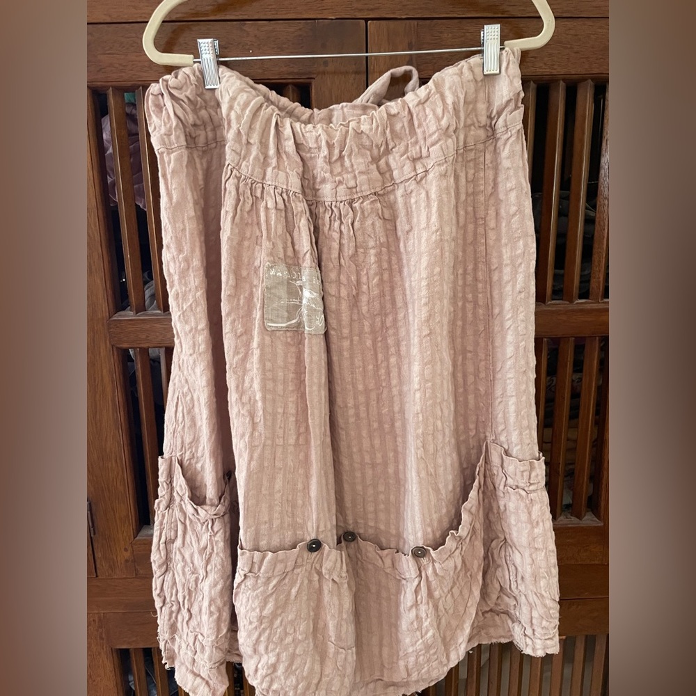 Magnolia Pearl Linen drawstring midi skirt from the Love Collection pinkish